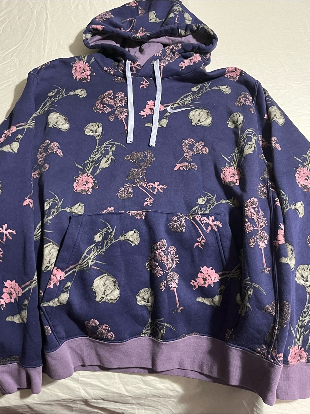 Nike Purple Floral Hoodie with Pink & Gray Accents Womens Size XL